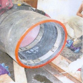 Fig. 17, DN 300 steel, liner-end seal, photo provided by our customer