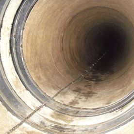 Fig. 07, DN 1600 concrete, cooling water at a CHP, vulcanised on site due to a laid data line